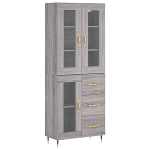 vidaXL Buffet haut Sonoma gris 69 5x34x180 cm Bois d'ingénierie