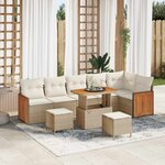 vidaXL Ensemble de canapé de jardin avec coussin 9 Pièces Beige et crème