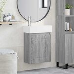 vidaXL Meuble de salle de bain avec robinet Sonoma gris