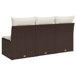 vidaXL Canapé de jardin avec coussins 3 places brun résine tressée