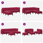 vidaXL Ensemble de meubles pour le salon 6 Pièces Bordeaux Velours