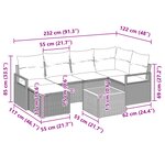 Ensemble de Canapés de Jardin 7 Pièces avec Coussins Beige Poly Rattan Acacia