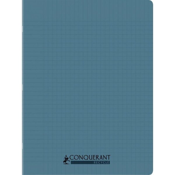 Cahier recyclé et recyclable  96 pages seyès 90 g  couverture polypropylène bleu  format 24 x 32 cm CONQUERANT