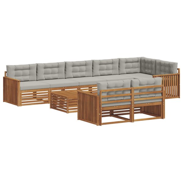 vidaXL Ensemble de canapés d'extérieur 9 pc Gris Naturel et Clair