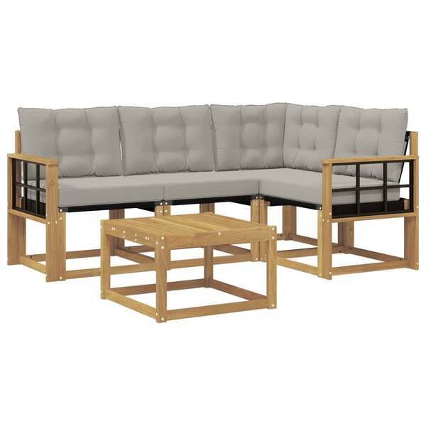 vidaXL Ensemble de canapés d'extérieur 5 pc Blanc et gris clair