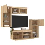 vidaXL Unités murales TV avec LED 5 Pièces chêne sonoma bois d'ingénierie