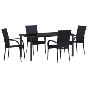 vidaXL Ensemble de Salle à Manger de Jardin 5 Pièces Noir Rattan Poly
