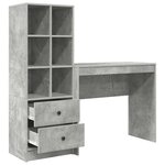vidaXL Bureau avec rangement 2 Pièces Gris béton 90 x 40 x 76 cm
