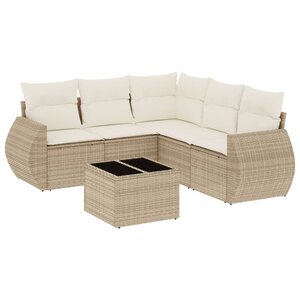 vidaXL Salon de jardin avec coussins 6 Pièces beige résine tressée