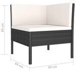 vidaXL Salon de jardin 4 Pièces avec coussins Résine tressée Noir