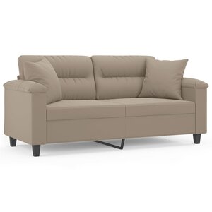 vidaXL Canapé 2 places avec oreillers taupe 140 cm tissu microfibre