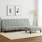 vidaXL Canapé-lit à 2 places avec repose-pied gris clair velours