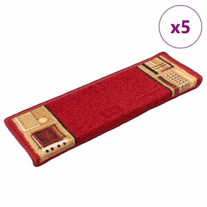 vidaXL Tapis d'escalier autoadhésifs 5 Pièces 65x21x4 cm Rouge