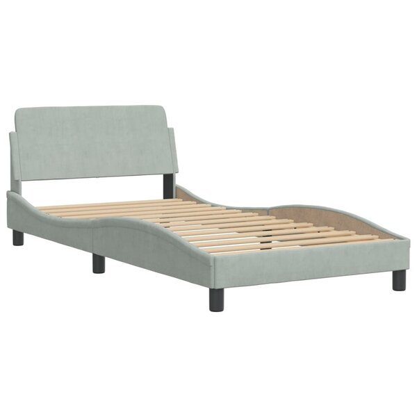 vidaXL Cadre de lit avec tête de lit Gris clair 100x200 cm Velours