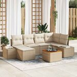 vidaXL Ensemble de canapé de jardin 7 Pièces Beige  blanc