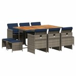 vidaXL Ensemble à manger de jardin 11 Pièces coussins gris résine tressée