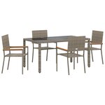 Ensemble de salle à manger de jardin 5 pièces gris poly rattan