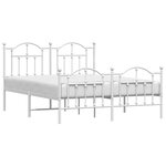 vidaXL Cadre de lit métal sans matelas et pied de lit blanc 135x190 cm