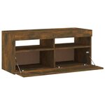 vidaXL Meuble TV avec lumières LED Chêne fumé 90x35x40 cm