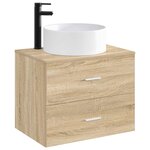 vidaXL Lavabo de salle de bain avec robinet et évacuation Noir Mat