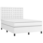 vidaXL Sommier à lattes de lit avec matelas et LED Blanc 140x200 cm