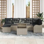 vidaXL Ensemble de canapé de jardin 8 Pièces Gris clair Poly rotin