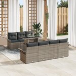vidaXL Ensemble de Canapés de Jardin de 8 Pièces avec Coussins en Rotin Poly Gris