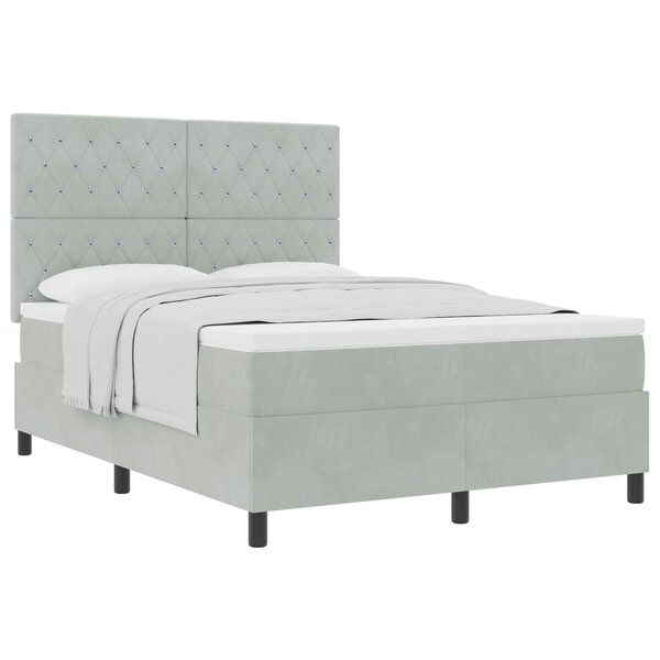 vidaXL Lit à ressorts avec matelas Gris clair 140 x 190 cm Velours
