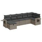 vidaXL Salon de jardin avec coussins 7 Pièces gris résine tressée