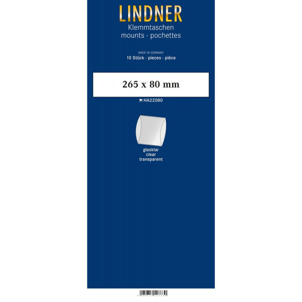 Bandes double soudure 265 x 80 mm pour blocs  carnets de timbres. Fond - Transparent