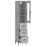 vidaXL Buffet haut Gris béton 34 5x34x180 cm Bois d'ingénierie