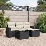 vidaXL Salon de jardin 5 Pièces avec coussins noir résine tressée