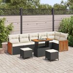 vidaXL Ensemble de canapé de jardin avec coussin 9 Pièces Noir et Crème