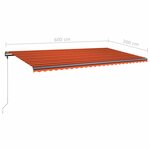 vidaXL Auvent manuel rétractable avec LED 600x300 cm Orange et marron