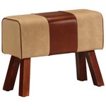 vidaXL Banc saut de cheval 58 cm marron cuir véritable et manguier