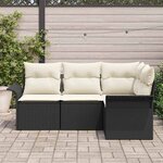 vidaXL Ensemble de canapé de jardin avec coussin 4 Pièces Noir polyrotin