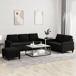 vidaXL Ensemble de canapés 3 Pièces avec coussins Noir Velours