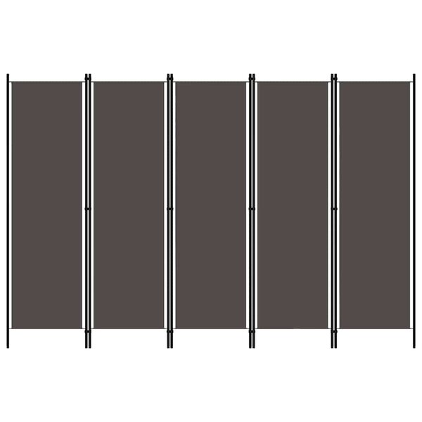 vidaXL Cloison de séparation 5 panneaux Anthtracite 250x180 cm