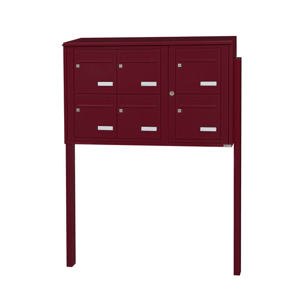 Bloc collectif leabox.com  3x2  grade 3  simple face  Extérieur  fixation sur pieds à sceller  Rouge pourpre RAL 3004 finition brillante