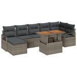 vidaXL Ensemble de Canapés de Jardin de 8 pièces avec Coussins Gris en Rotin Poly