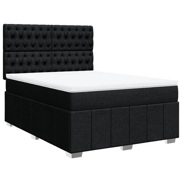 vidaXL Sommier à lattes de lit avec matelas Noir 160x200 cm Tissu