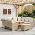 vidaXL Ensembles de meubles 7 Pièces Beige et crème Rotin PE