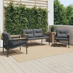 vidaXL Ensemble de meubles de balcon avec coussins 3 Pièces noir acier