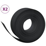 vidaXL Bordures de jardin 2 Pièces noir 10 m 20 cm polyéthylène