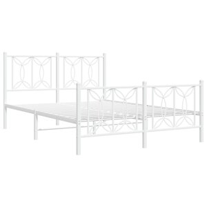 vidaXL Cadre de lit métal sans matelas et pied de lit blanc 140x200 cm