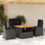 vidaXL Ensemble à manger de jardin 4 Pièces avec coussins noir