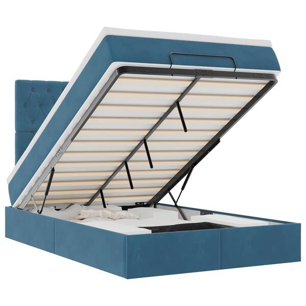 vidaXL Cadre de lit ottoman avec matelas bleu foncé 120x190 cm velours