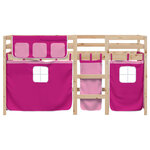 vidaXL Lit mezzanine enfants avec rideaux sans matelas rose 90x190 cm