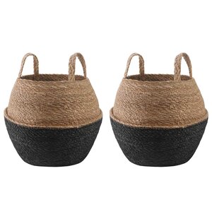 vidaXL Pot de plante avec poignées 2 pc Noir Ø 32 x 32 cm