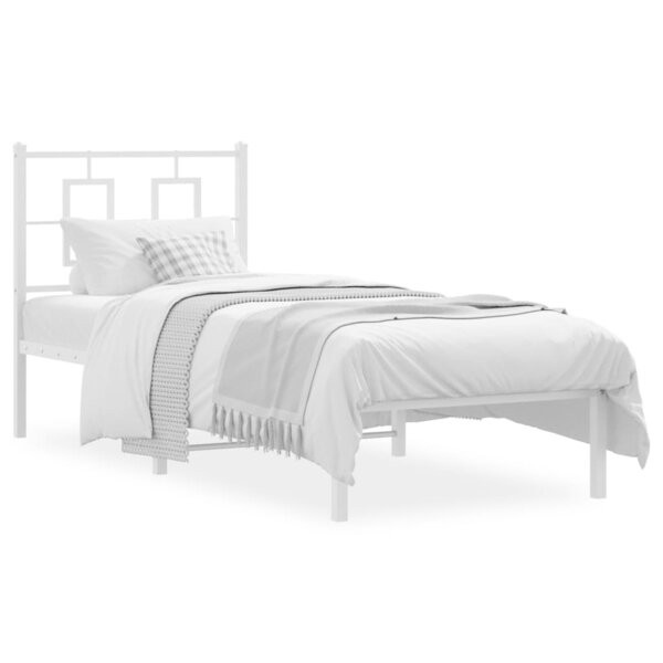 vidaXL Cadre de lit métal sans matelas avec tête de lit blanc 75x190cm